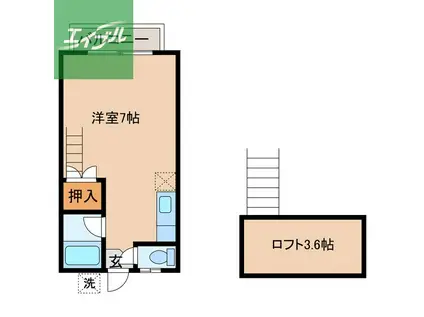 エステートハイツ出雲(ワンルーム/2階)の間取り写真