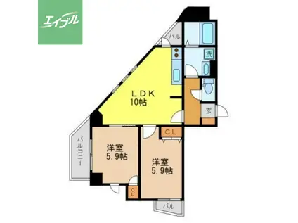 L・FLORE CENTER STAGE(2LDK/7階)の間取り写真