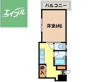 スカイポート南山手(1K/2階)の間取り写真