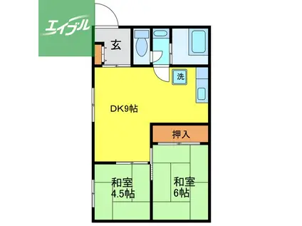 草野アパートⅡ(2DK/2階)の間取り写真