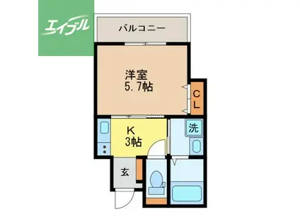 アミティ磨屋通(1K/5階)の間取り写真