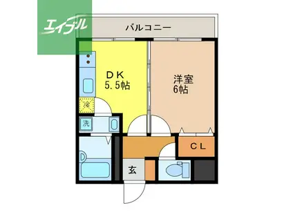 クオーレ中川(1DK/3階)の間取り写真