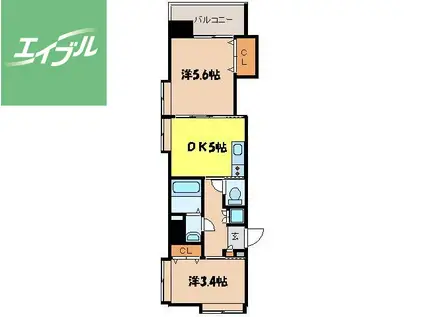 TSビル(2DK/4階)の間取り写真