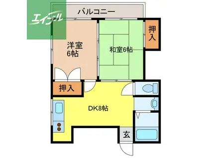 メーテル・カネガエ(2DK/3階)の間取り写真