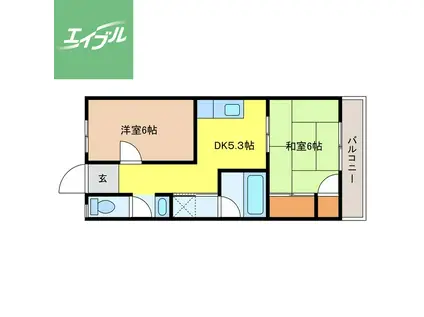 コーポ悠(2DK/1階)の間取り写真