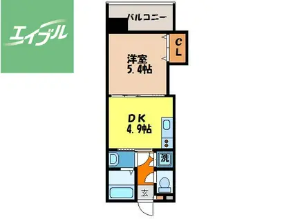 TSビル(1DK/5階)の間取り写真