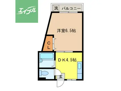 ピースフルミカド(1DK/3階)の間取り写真