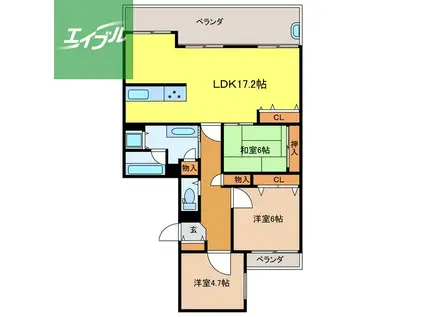 D GRAFORT NAGASAKI 水辺の森公園(3LDK/8階)の間取り写真