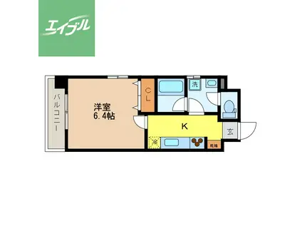 RESIDENCE桶屋(1K/6階)の間取り写真
