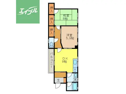 中山ビル(2DK/2階)の間取り写真