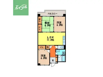 エクセレンス下屋敷Ⅱ(3LDK/8階)の間取り写真