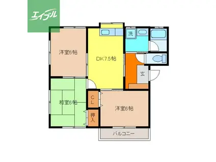 パークヒルズ桜の里G棟(3DK/2階)の間取り写真