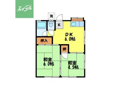 永尾アパート(2DK/2階)の間取り写真
