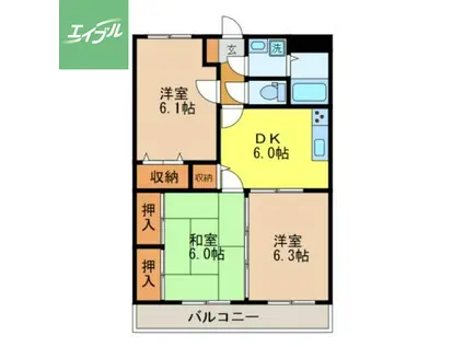柳原マンションⅠ(3DK/3階)の間取り写真