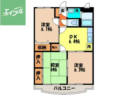 柳原マンションⅡ(3DK/4階)の間取り写真