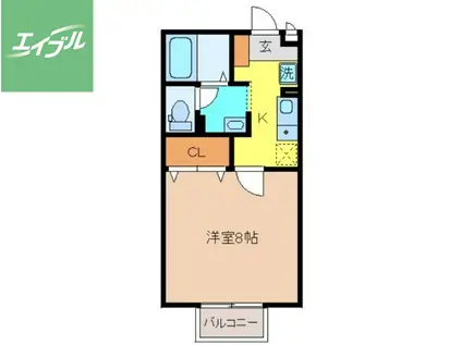 長崎本線 長与駅 徒歩12分 2階建 築26年(1K/2階)の間取り写真