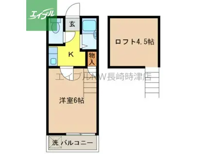 クイーン・パレスIN長崎(1K/2階)の間取り写真