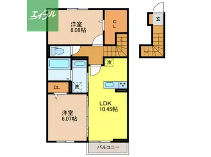 サニーフラワーハウス(2LDK/2階)の間取り写真