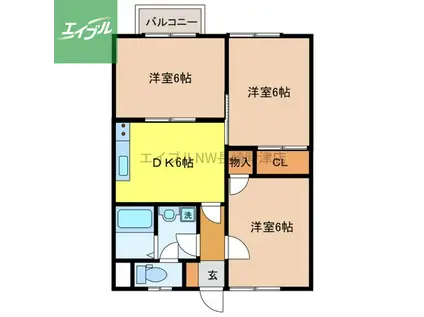 コーポ村松(3DK/2階)の間取り写真