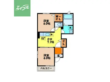 長崎本線 鳥栖駅 バス乗車時間：15分 日並バス停で下車 徒歩5分 2階建 築14年(2DK/1階)の間取り写真