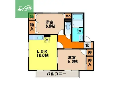 セジュールMC(2LDK/2階)の間取り写真