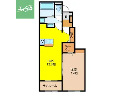 カーサ フェリーチェ Ⅰ(1LDK/1階)の間取り写真