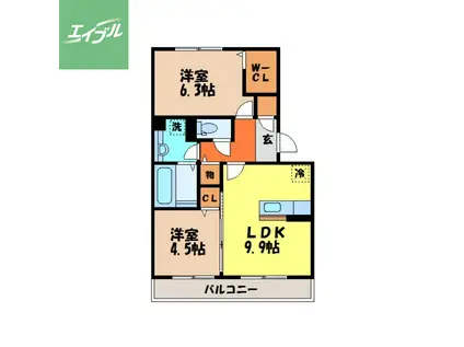 ICHI宮の下(2DK/2階)の間取り写真