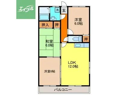ロワールハイツ(3LDK/4階)の間取り写真