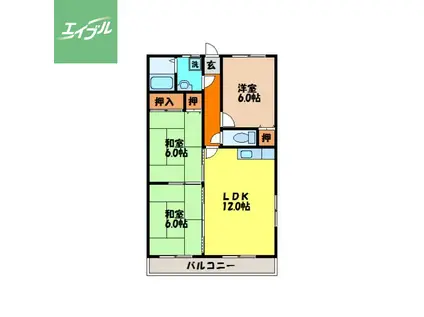 ロワールハイツ(3LDK/4階)の間取り写真