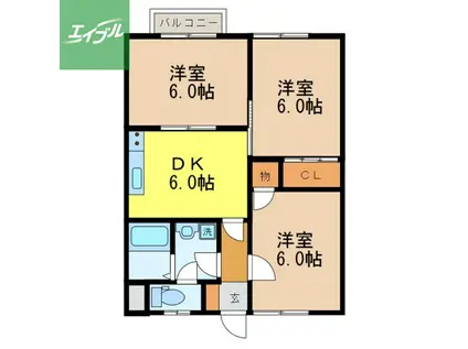 コーポ村松(3DK/1階)の間取り写真