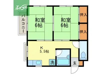 コーポフローラ(2K/2階)の間取り写真