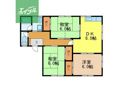 コーポラスハシグチ(3DK/1階)の間取り写真