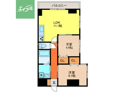 マルヨシコート長与(2LDK/3階)の間取り写真