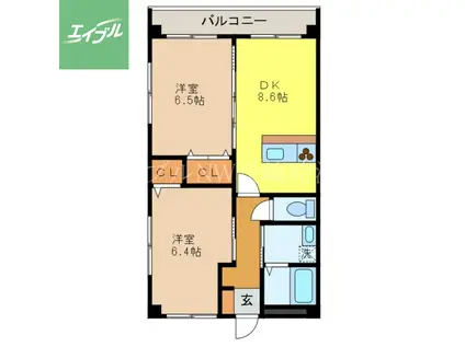 GRAZIE 西時津(2DK/2階)の間取り写真