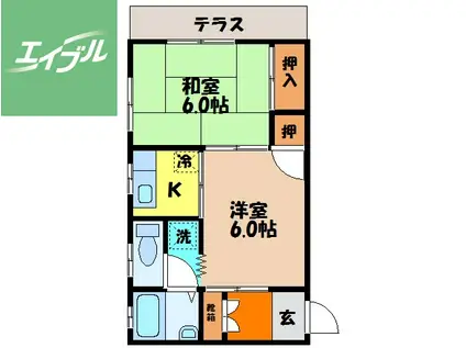 メゾンソレイユ(2K/1階)の間取り写真