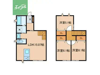 長崎本線 道ノ尾駅 徒歩34分 2階建 築7年(3LDK)の間取り写真