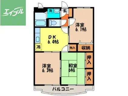 柳原マンションⅡ(3DK/2階)の間取り写真