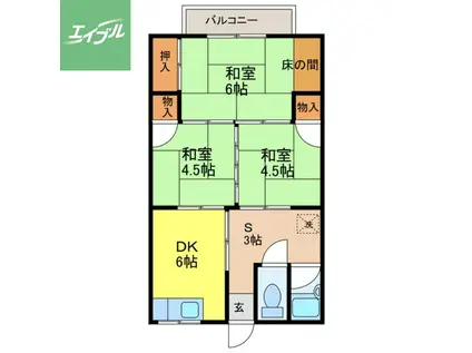 根岸アパート(3SDK/2階)の間取り写真