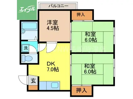 シーサイドコーポ(3DK/2階)の間取り写真