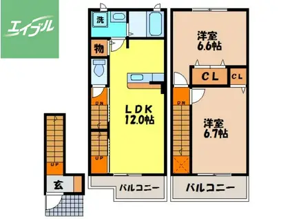 ノーブルメゾン(2LDK/2階)の間取り写真