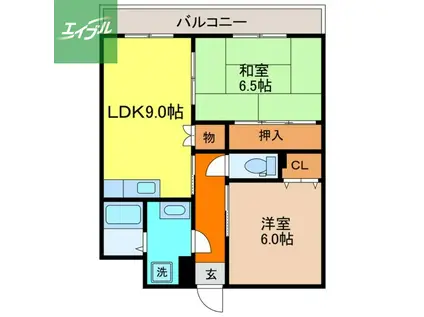カルディア(2LDK/3階)の間取り写真