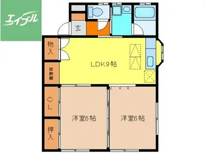 コーポKEYAKI(2LDK/1階)の間取り写真