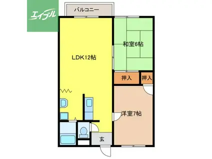 コーポビスタⅡ(2LDK/1階)の間取り写真