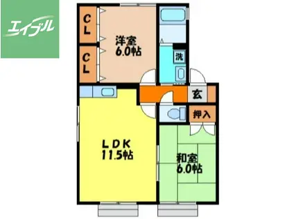 長崎本線 高田駅(長崎) 徒歩39分 2階建 築31年(2LDK/1階)の間取り写真