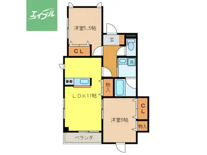 FUENTE M(2LDK/3階)の間取り写真