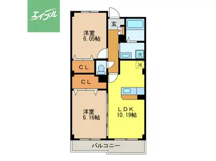 メゾン・カレ(2LDK/3階)の間取り写真