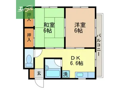 コーポフローラ(2DK/1階)の間取り写真