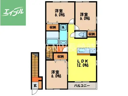 長崎本線 道ノ尾駅 バス乗車時間：30分 琴海ニュータウンバス停で下車 徒歩1分 2階建 築11年(2LDK/2階)の間取り写真