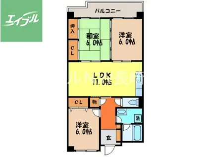 エクセレンス下屋敷Ⅱ(3LDK/3階)の間取り写真
