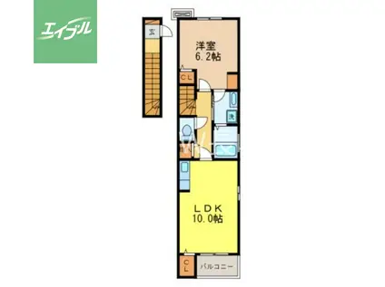 長崎本線 道ノ尾駅 徒歩43分 2階建 築7年(1LDK/2階)の間取り写真